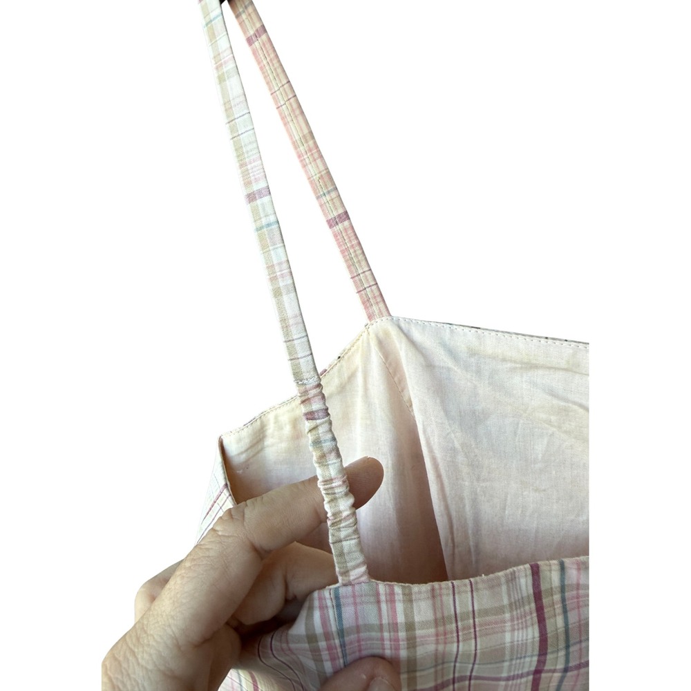 J Crew Plaid Cotton Midi Sundress Womens Size 4 Pink Tan Lined Coastal Preppy - Picture 7 of 12